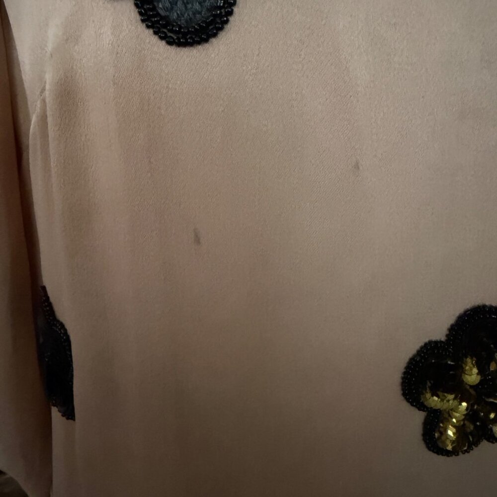French Connection Shift Dress With Black & Gold Floral Sequin Embellishments Siz - Picture 7 of 9